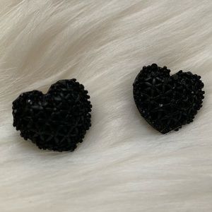 Betsey Johnson black heart stud earrings